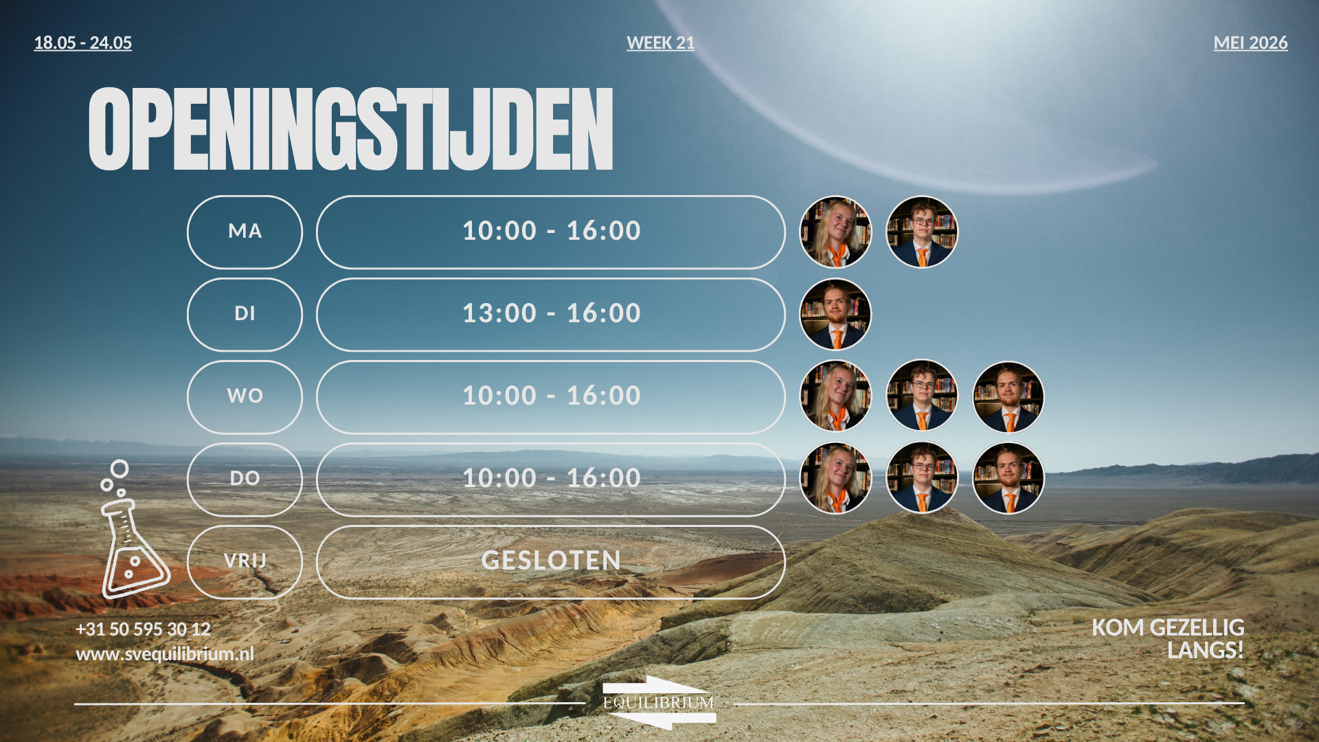 Openingstijden / Office hours w21