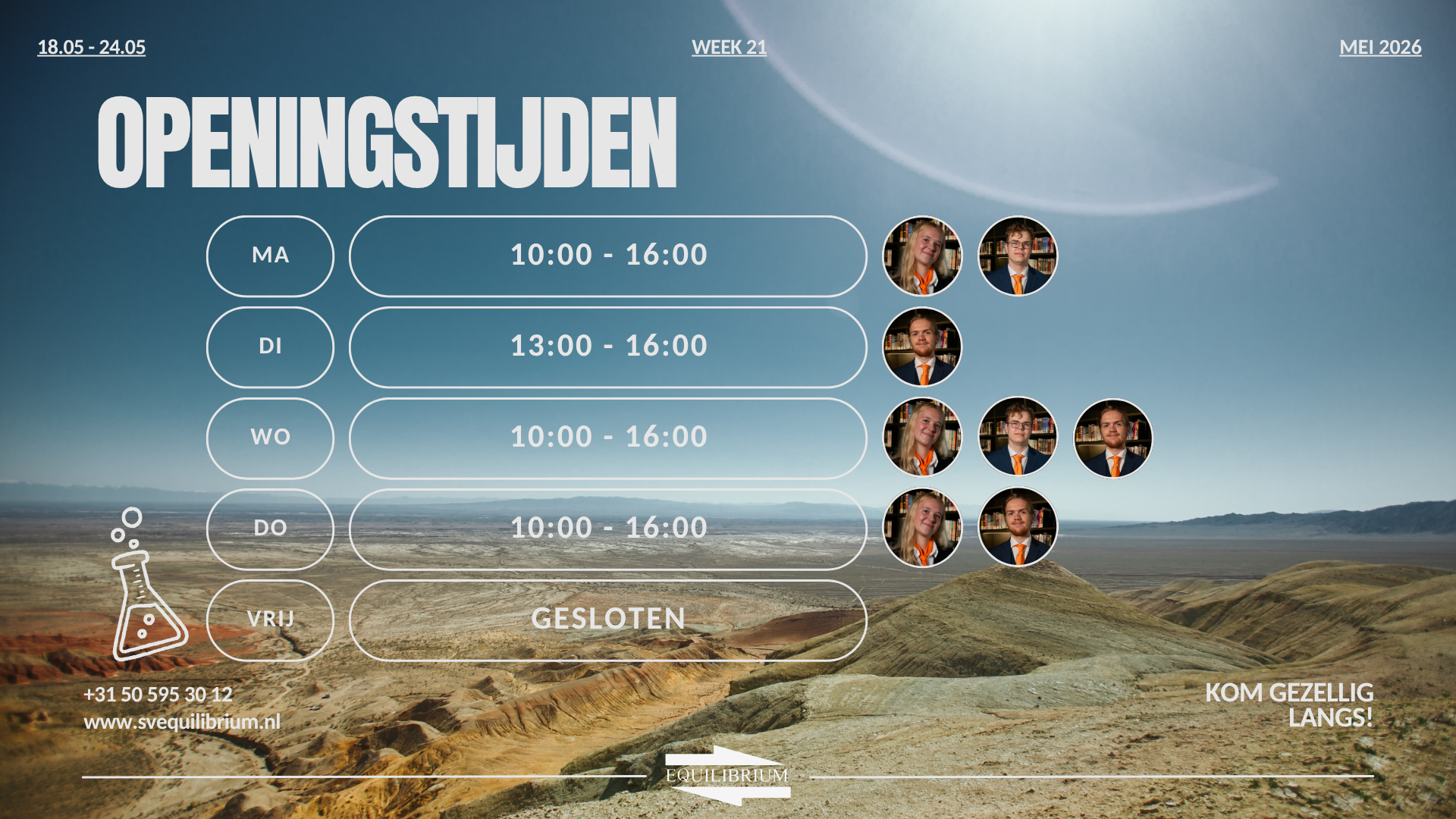 Openingstijden / Office hours w21