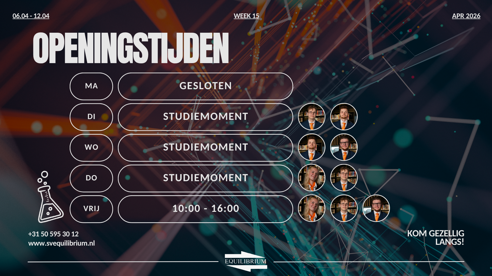 Openingstijden / Office hours w15