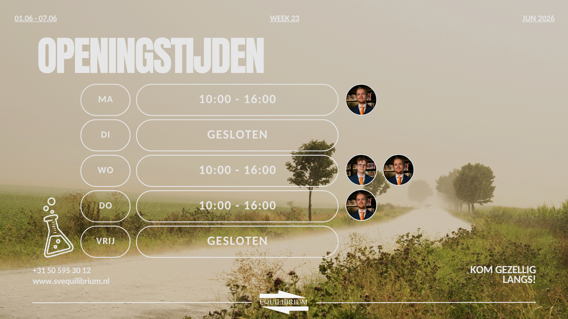 Openingstijden / Office hours w23