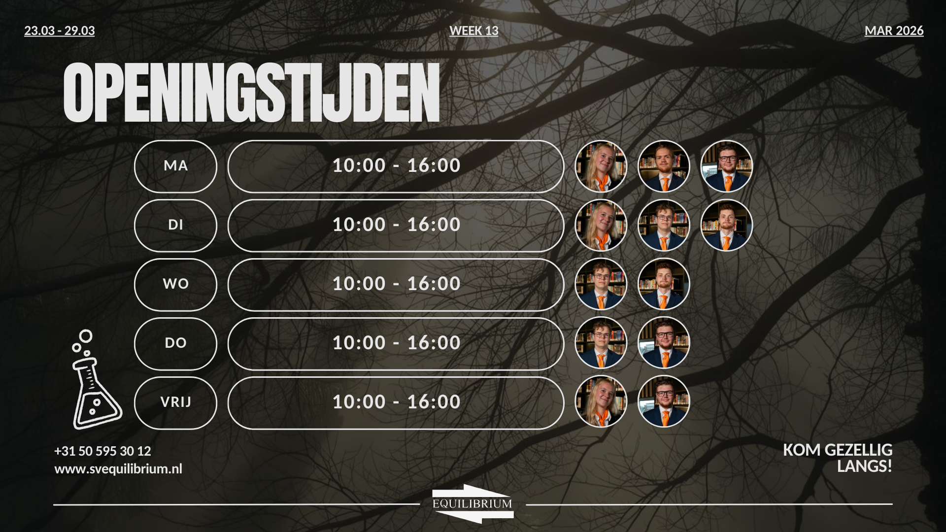 Openingstijden / Office hours w13