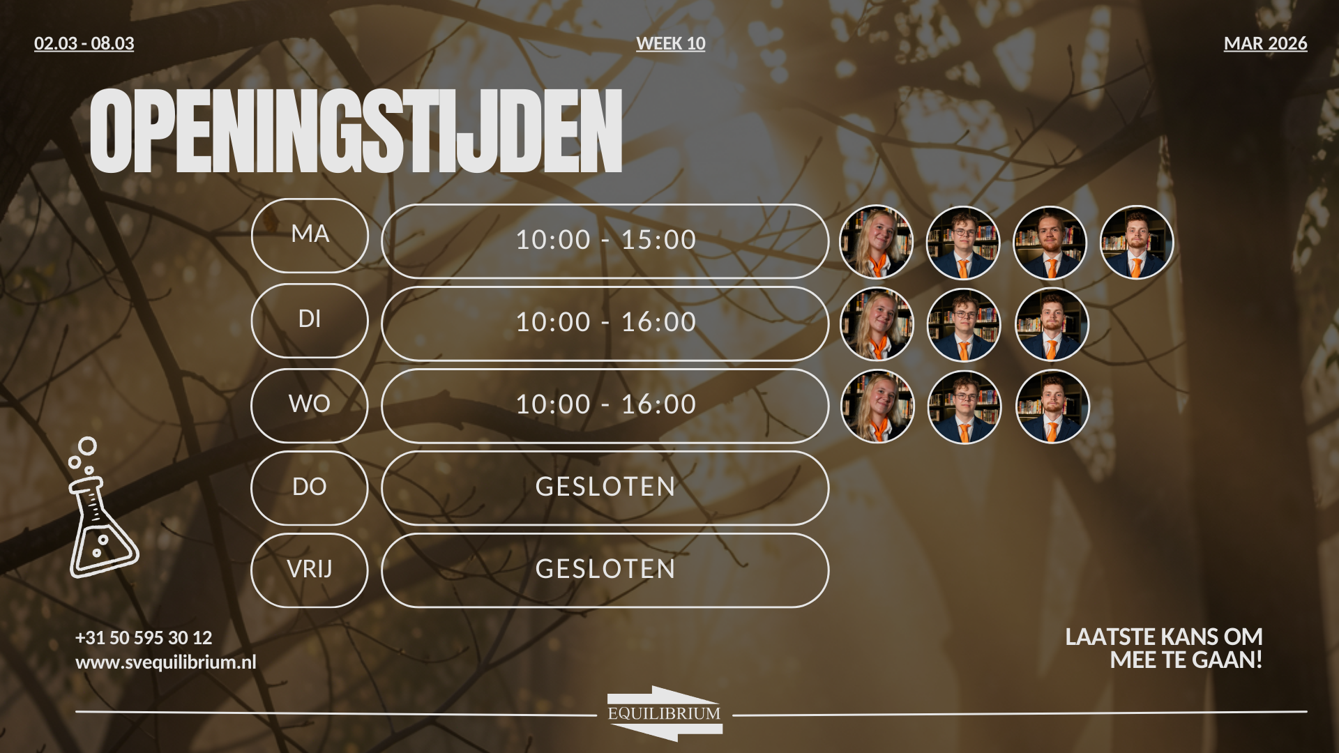 Openingstijden / Office hours w10